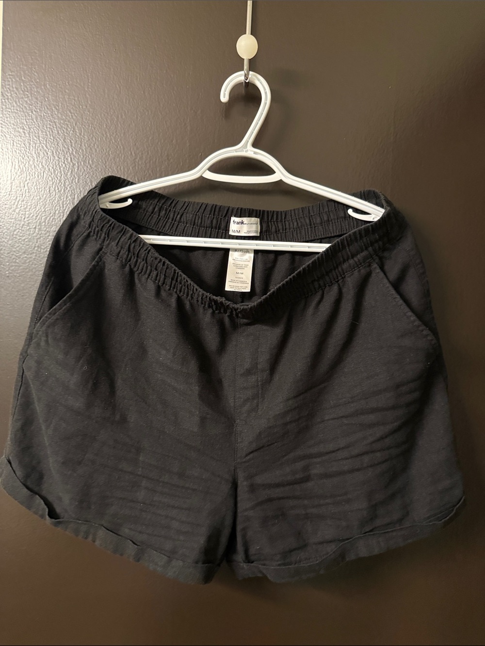 Frank- by Frank and Oak Black Elastic-Waist Casual Shorts